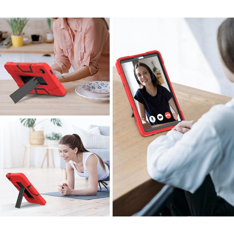 For Samsung Galaxy Tab A11 Contrast Color Silicone PC Tablet Case with Holder