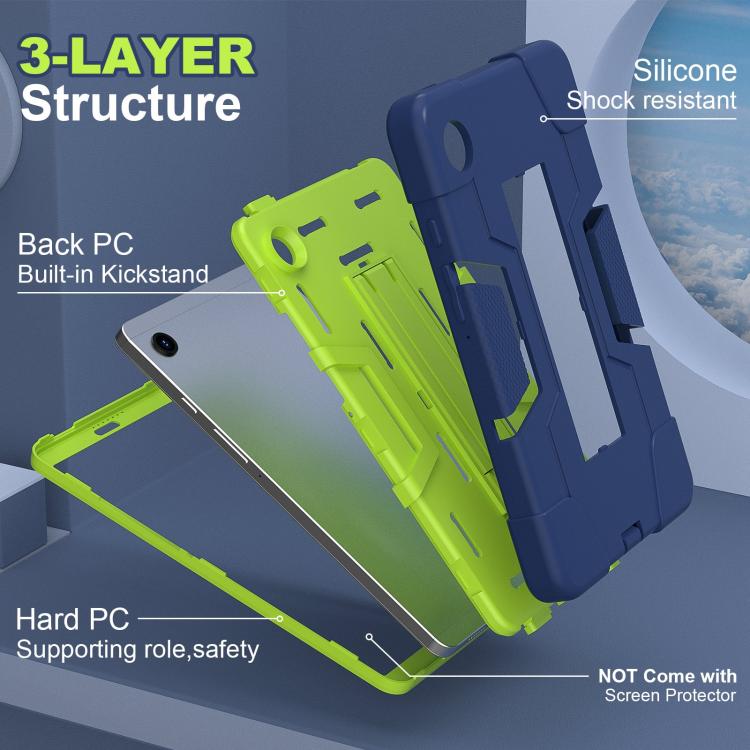 For Samsung Galaxy Tab A11 Contrast Color Silicone PC Tablet Case with Holder