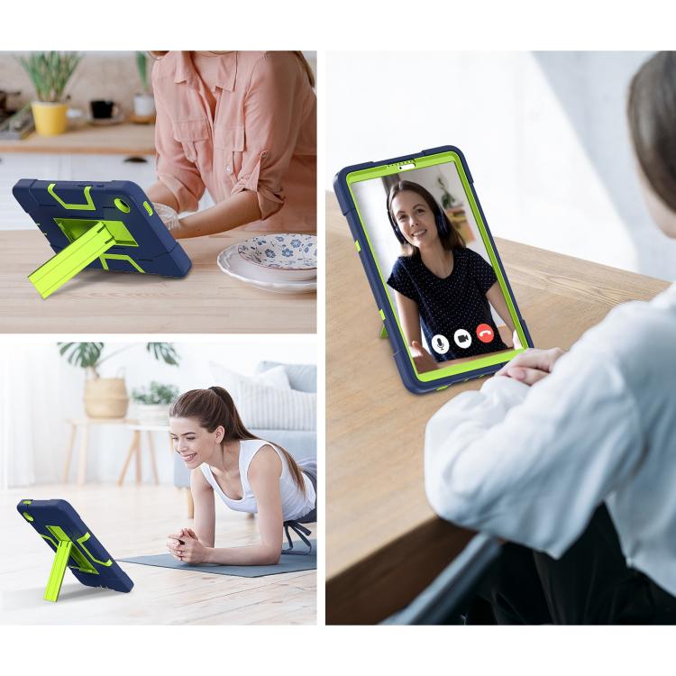 For Samsung Galaxy Tab A11 Contrast Color Silicone PC Tablet Case with Holder