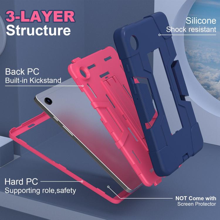 For Samsung Galaxy Tab A11 Contrast Color Silicone PC Tablet Case with Holder