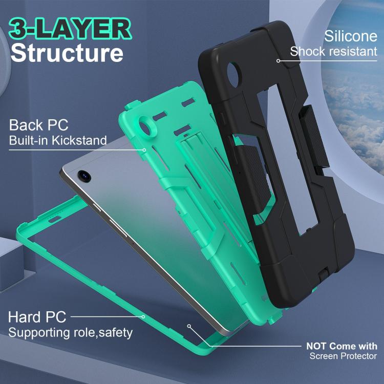 For Samsung Galaxy Tab A11 Contrast Color Silicone PC Tablet Case with Holder