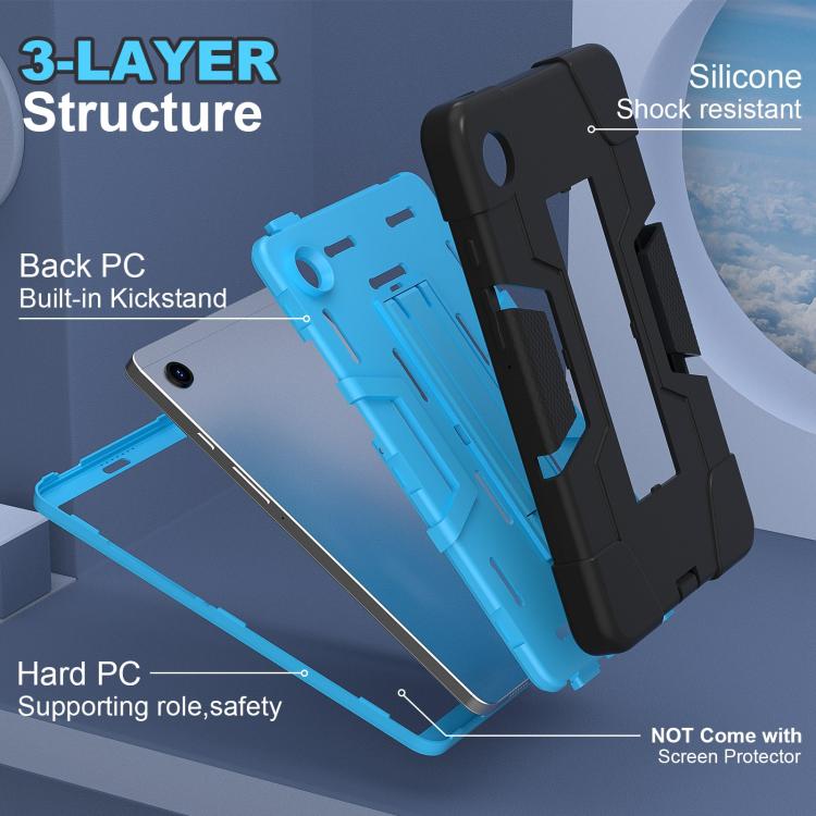 For Samsung Galaxy Tab A11 Contrast Color Silicone PC Tablet Case with Holder