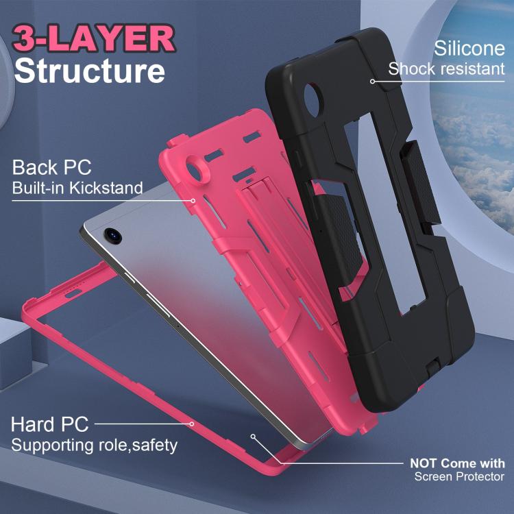 For Samsung Galaxy Tab A11 Contrast Color Silicone PC Tablet Case with Holder