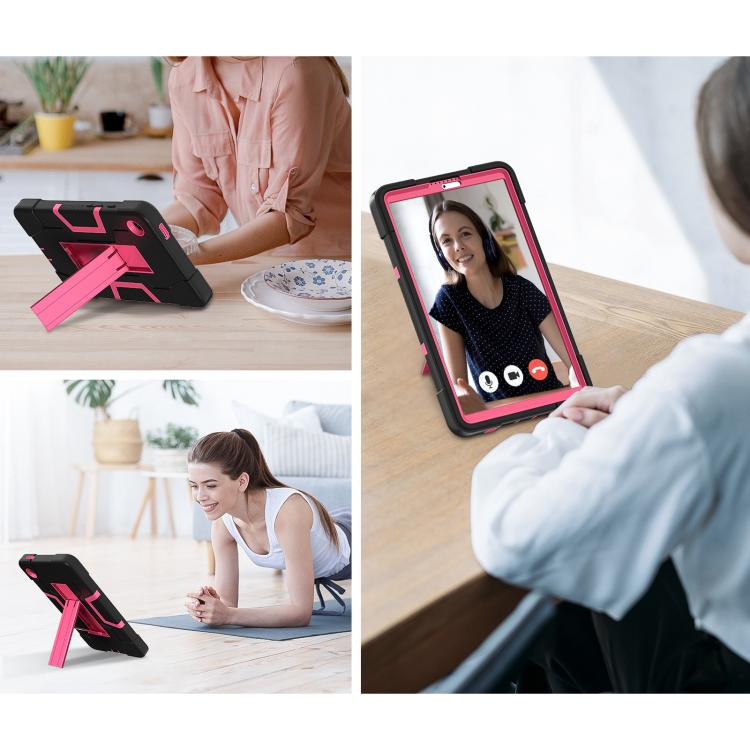 For Samsung Galaxy Tab A11 Contrast Color Silicone PC Tablet Case with Holder