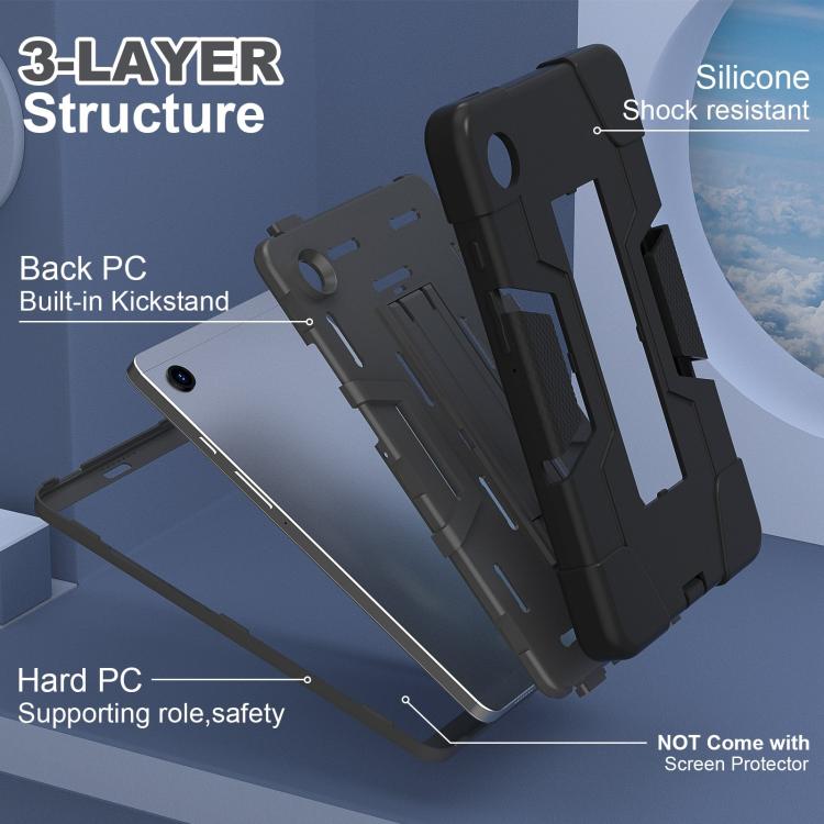 For Samsung Galaxy Tab A11 Contrast Color Silicone PC Tablet Case with Holder