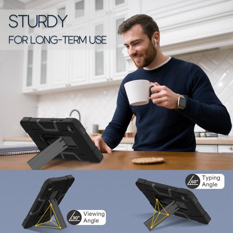 For Samsung Galaxy Tab A11 Contrast Color Silicone PC Tablet Case with Holder