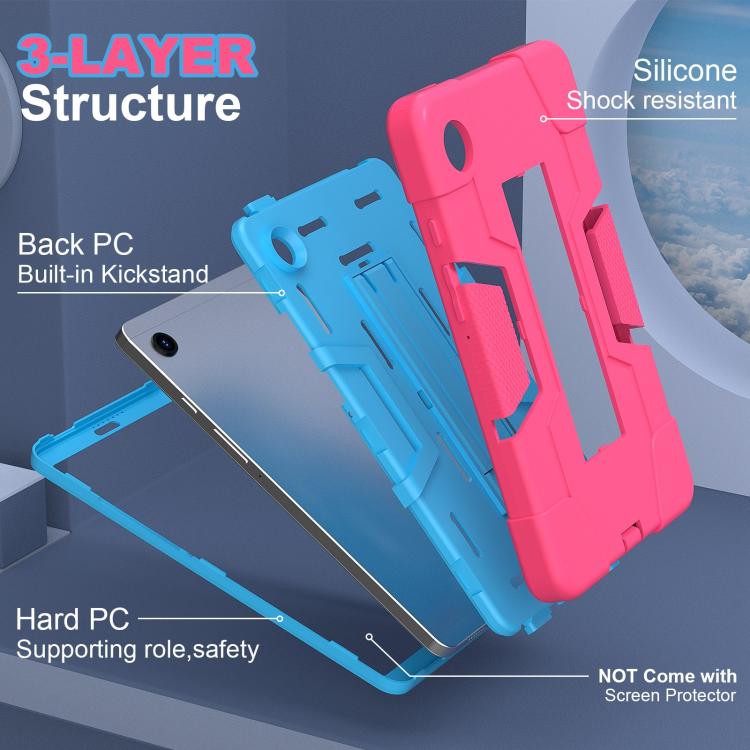 For Samsung Galaxy Tab A11 Contrast Color Silicone PC Tablet Case with Holder