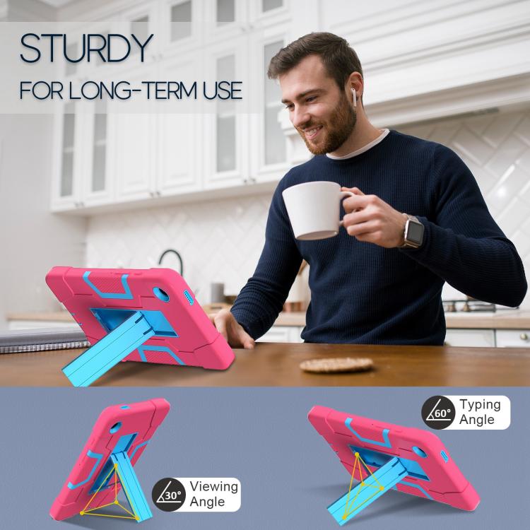 For Samsung Galaxy Tab A11 Contrast Color Silicone PC Tablet Case with Holder