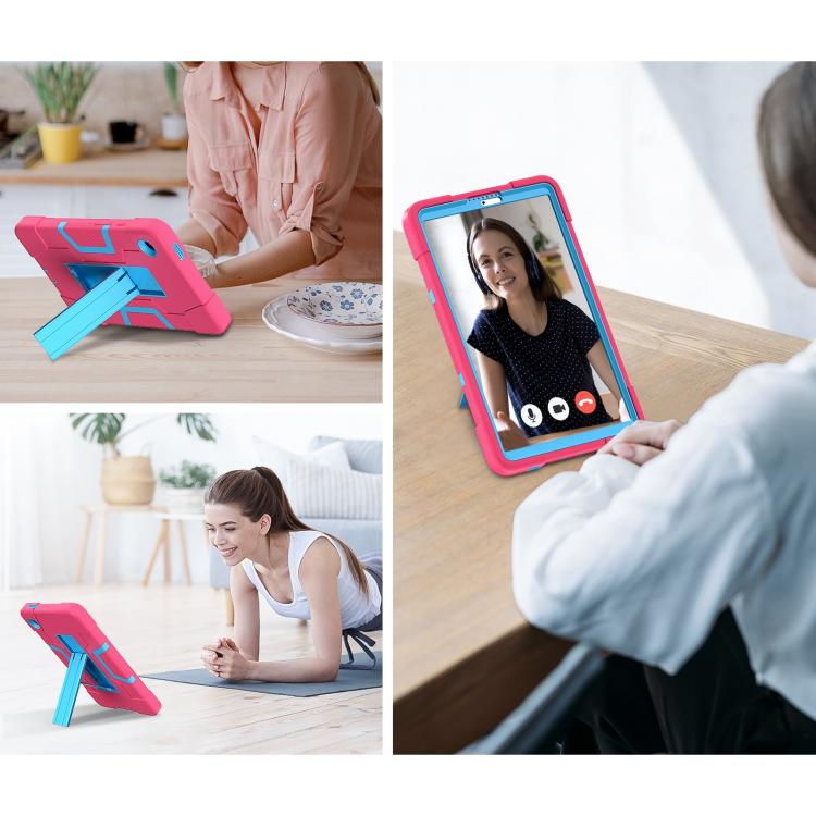 For Samsung Galaxy Tab A11 Contrast Color Silicone PC Tablet Case with Holder