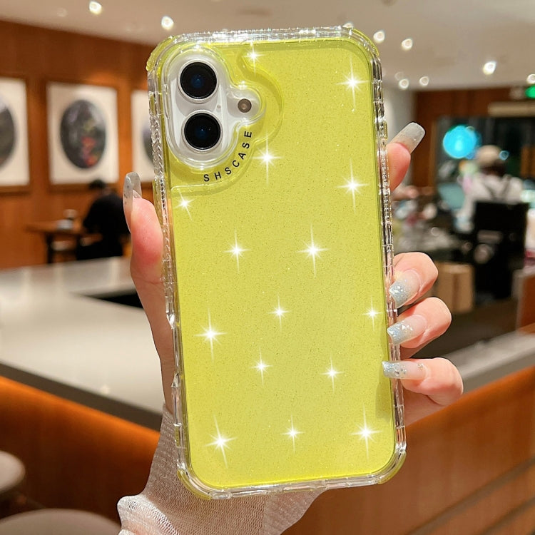 For iPhone 16 Plus Glitter Powder 3-in-1 TPU + PC Phone Case