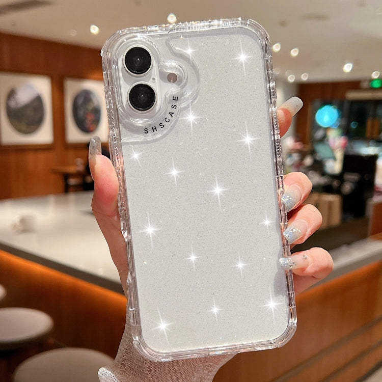 For iPhone 16 Plus Glitter Powder 3-in-1 TPU + PC Phone Case