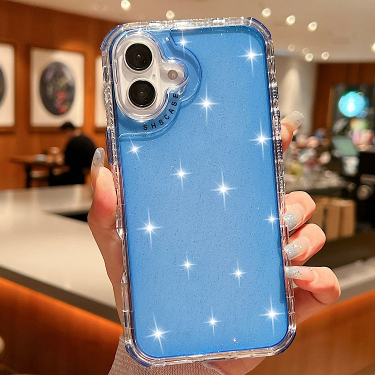 For iPhone 16 Glitter Powder 3-in-1 TPU + PC Phone Case