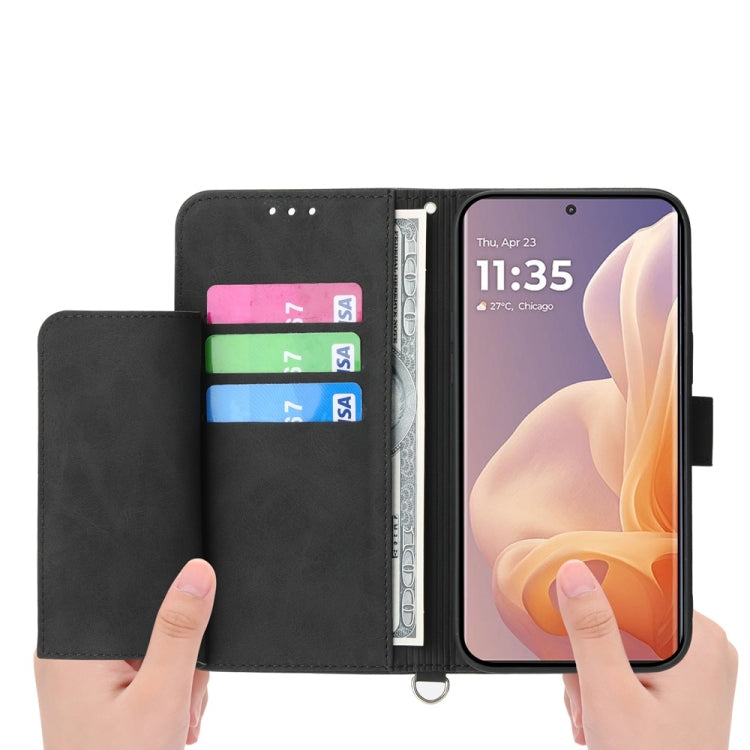 For Motorola Moto G85 Skin Feel Flowers Embossed Wallet Leather Phone Case