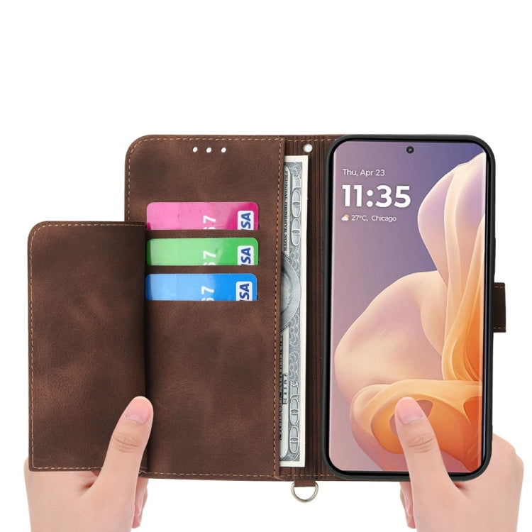 For Motorola Moto G85 Skin Feel Flowers Embossed Wallet Leather Phone Case