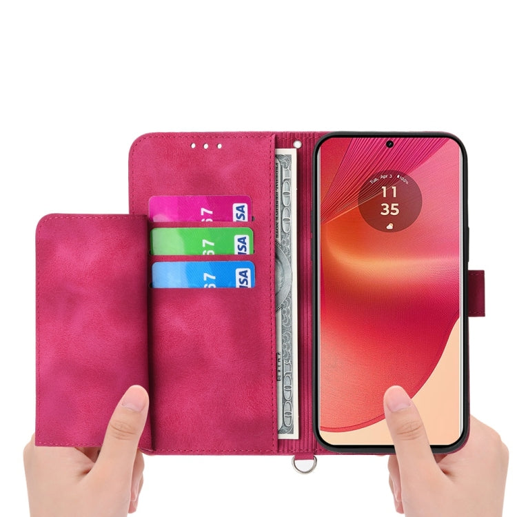 For Motorola Edge 50 Fusion Skin Feel Flowers Embossed Wallet Leather Phone Case