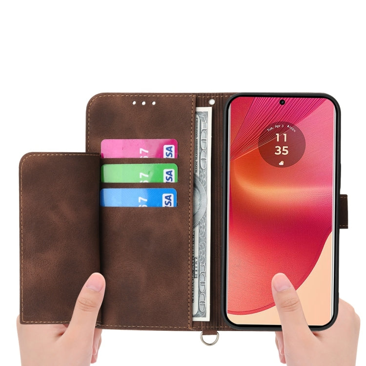 For Motorola Edge 50 Fusion Skin Feel Flowers Embossed Wallet Leather Phone Case