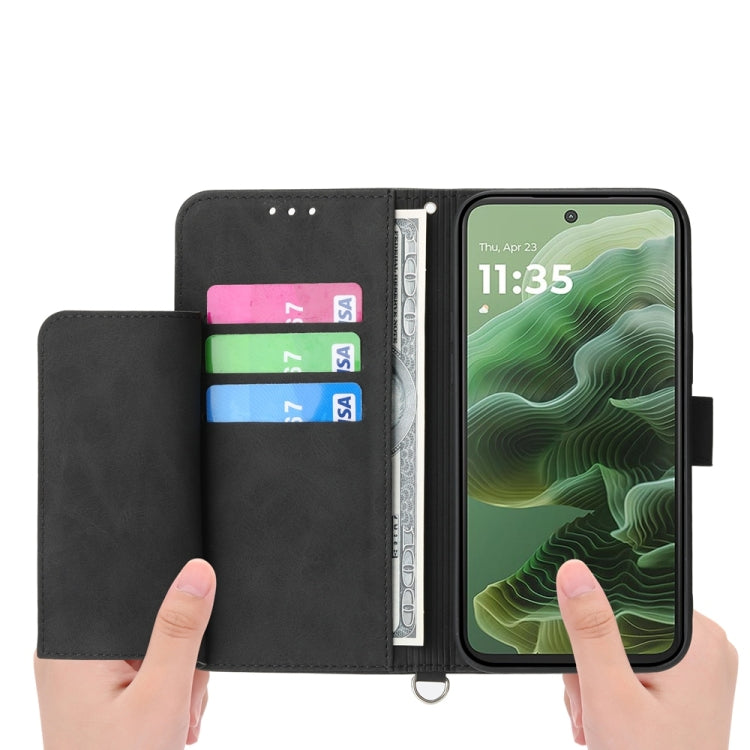 For Motorola Moto G55 Skin Feel Flowers Embossed Wallet Leather Phone Case