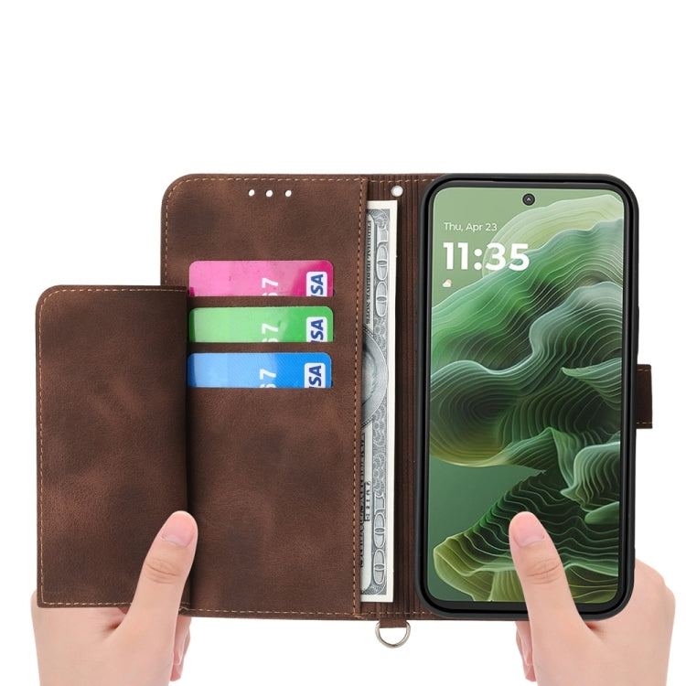For Motorola Moto G55 Skin Feel Flowers Embossed Wallet Leather Phone Case