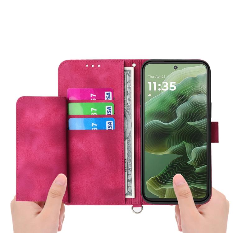 For Motorola Moto G15 Skin Feel Flowers Embossed Wallet Leather Phone Case