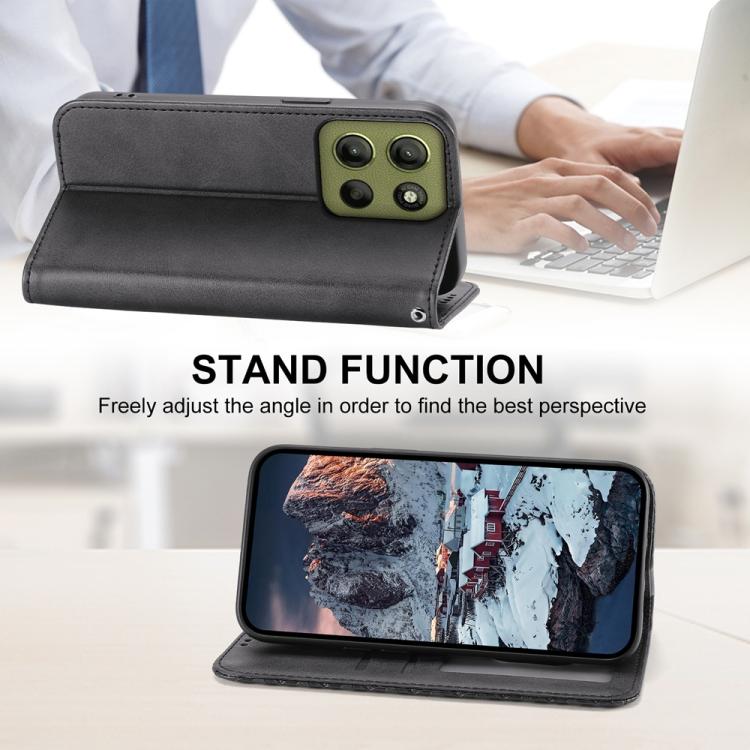 For Motorola Moto G15 Cubic Grid Calf Texture Magnetic Leather Phone Case