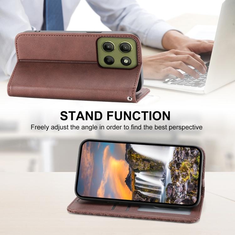 For Motorola Moto G15 Cubic Grid Calf Texture Magnetic Leather Phone Case