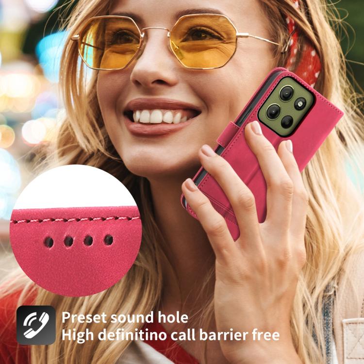 For Motorola Moto G15 Dierfeng Dream Line TPU Hybrid PU Leather Phone Case
