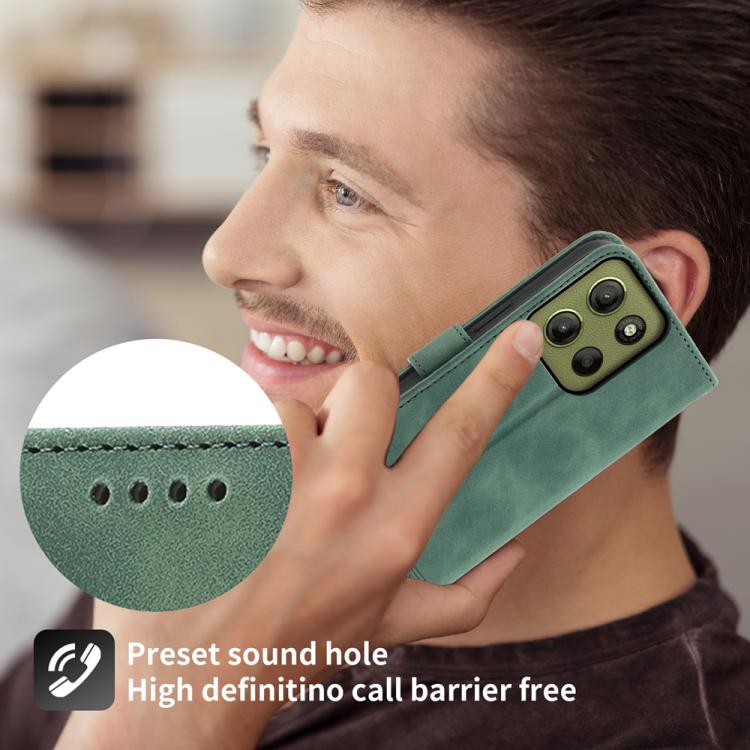 For Motorola Moto G15 Dierfeng Dream Line TPU Hybrid PU Leather Phone Case