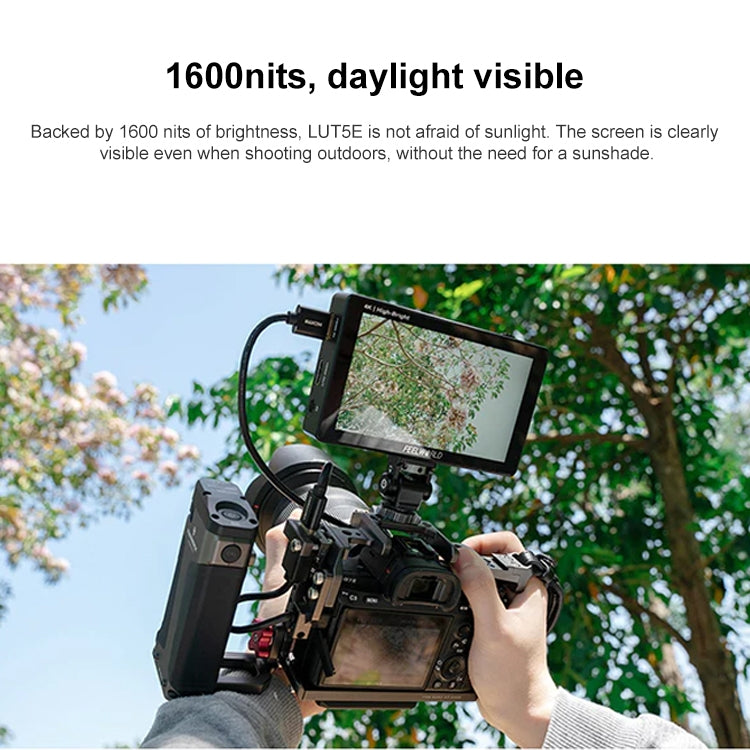 FEELWORLD LUT5E 5.5 inch High Bright 1600nit Touch Screen DSLR Camera Field Monitor F970 External Power and Install Kit 4K HDMI 1920X1080 IPS Panel(Black)