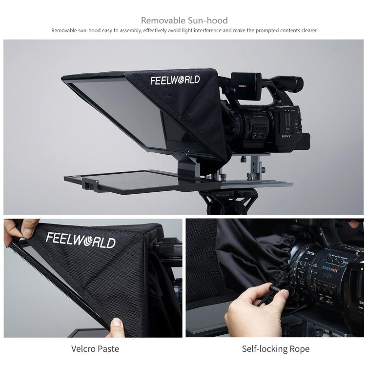 FEELWORLD TP16 16 inch Tablet Horizontal Vertical Prompting Folding Teleprompter, Bluetooth Remote Control(Black)