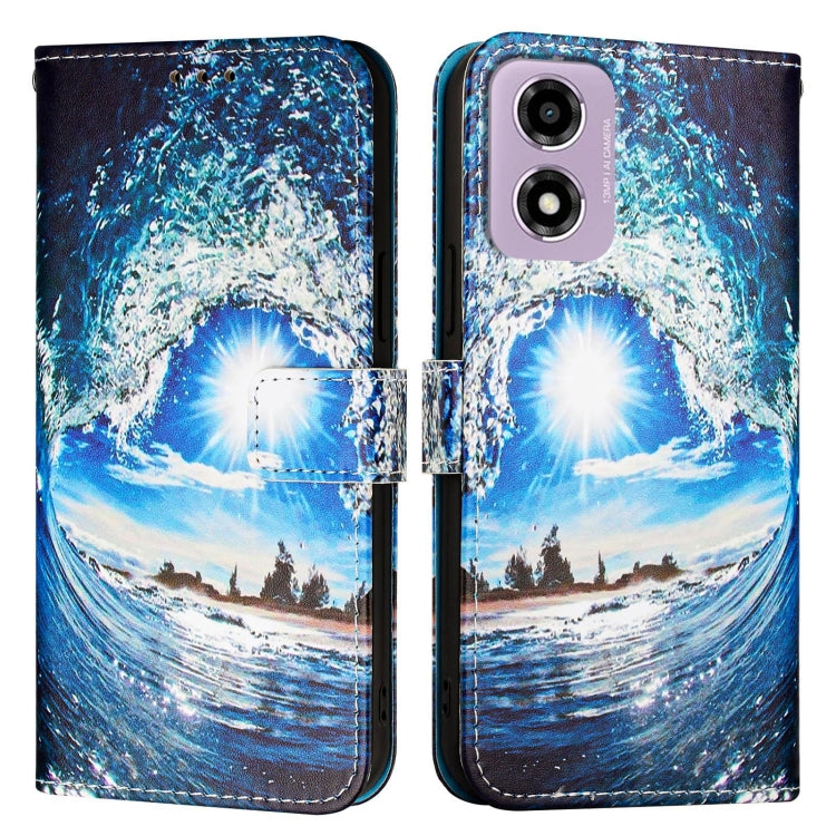 For Motorola Moto E14 Colored Drawing Pattern Plain Weave Leather Phone Case