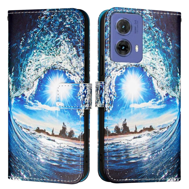 For Motorola Moto G85 Colored Drawing Pattern Plain Weave Leather Phone Case