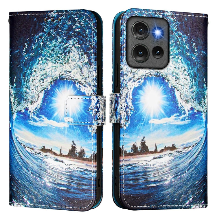 For Motorola Edge 50 5G Global Colored Drawing Pattern Plain Weave Leather Phone Case