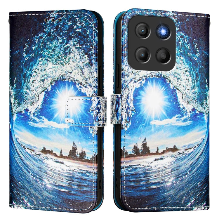 For Motorola Moto G15 Colored Drawing Pattern Plain Weave Leather Phone Case