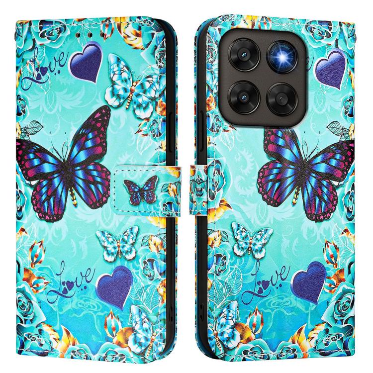 For Motorola Moto G87 / G67 / G77 5G Colored Drawing Pattern Plain Weave Leather Phone Case