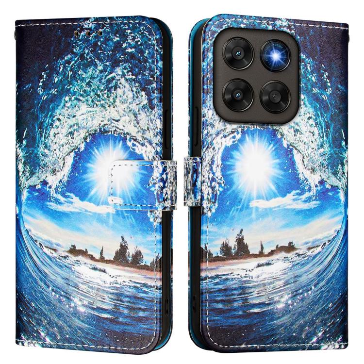For Motorola Moto G87 / G67 / G77 5G Colored Drawing Pattern Plain Weave Leather Phone Case