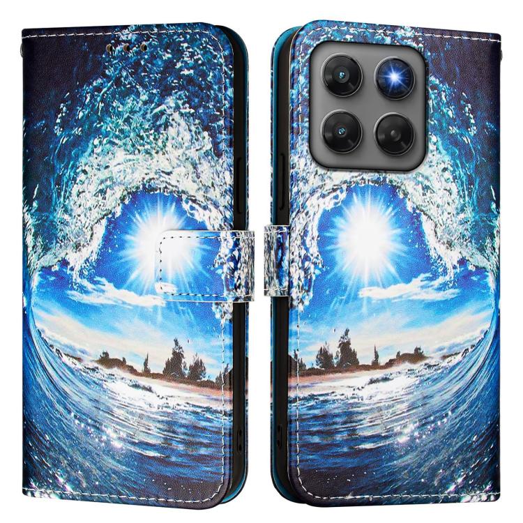For Motorola Moto G37 / G37 Power / G47 5G Colored Drawing Pattern Plain Weave Leather Phone Case