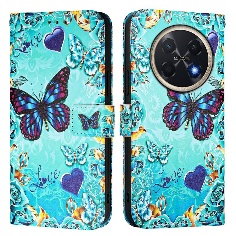 For Huawei Pura 90 Pro Max Colored Drawing Pattern Plain Weave Leather Phone Case