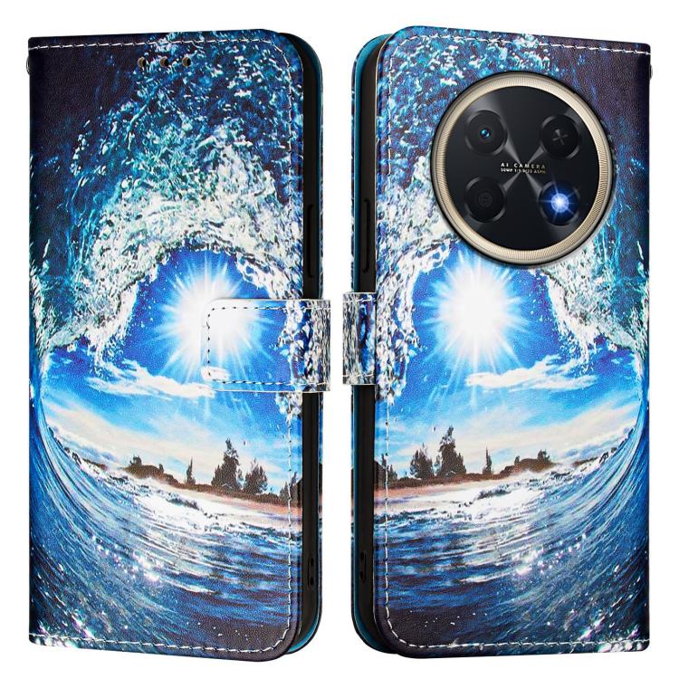 For Huawei Pura 90 Pro Max Colored Drawing Pattern Plain Weave Leather Phone Case