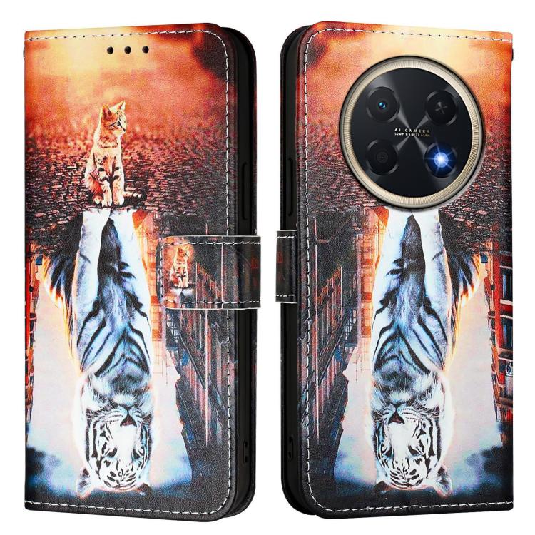 For Huawei Pura 90 Pro Max Colored Drawing Pattern Plain Weave Leather Phone Case