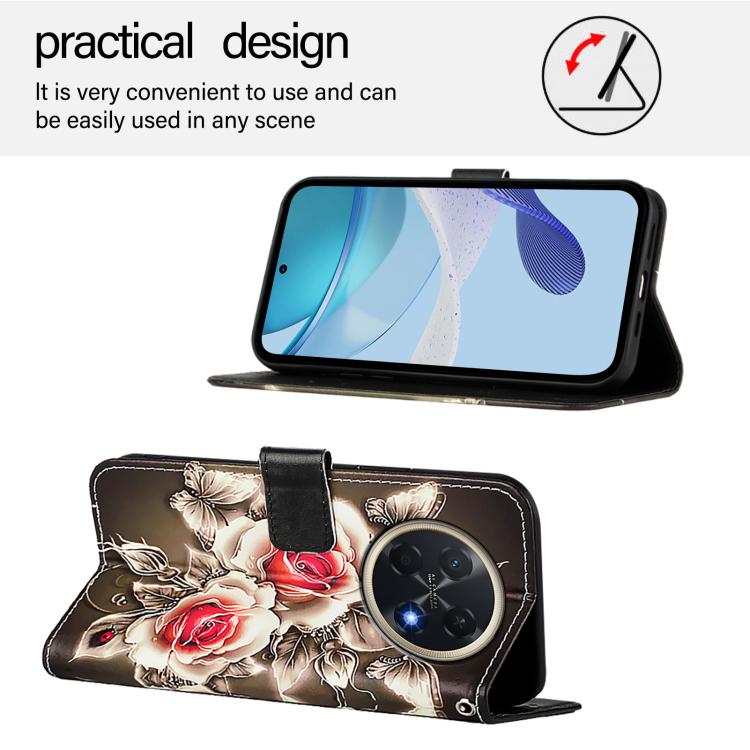 For Huawei Pura 90 Pro Max Colored Drawing Pattern Plain Weave Leather Phone Case