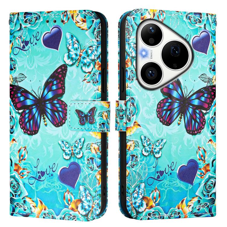 For Huawei Pura 90 Pro Colored Drawing Pattern Plain Weave Leather Phone Case