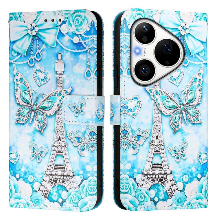 For Huawei Pura 90 Pro Colored Drawing Pattern Plain Weave Leather Phone Case