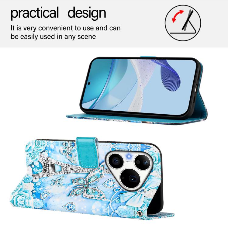 For Huawei Pura 90 Pro Colored Drawing Pattern Plain Weave Leather Phone Case