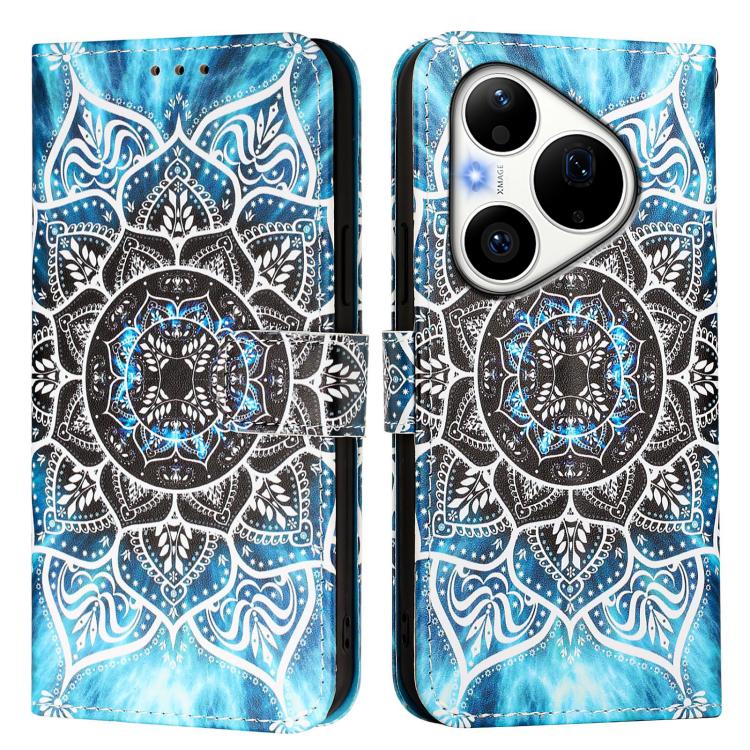 For Huawei Pura 90 Pro Colored Drawing Pattern Plain Weave Leather Phone Case
