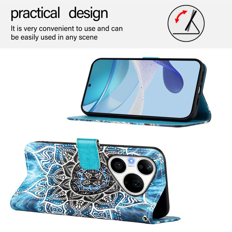 For Huawei Pura 90 Pro Colored Drawing Pattern Plain Weave Leather Phone Case