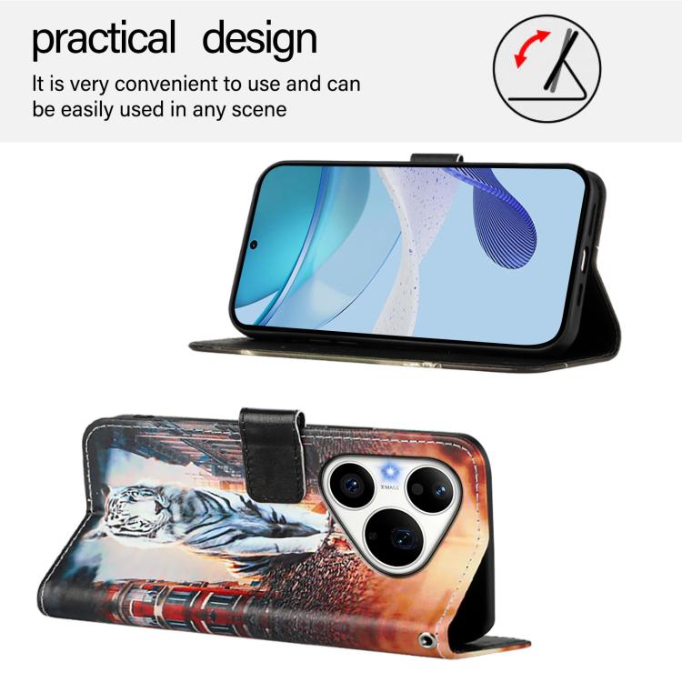 For Huawei Pura 90 Pro Colored Drawing Pattern Plain Weave Leather Phone Case