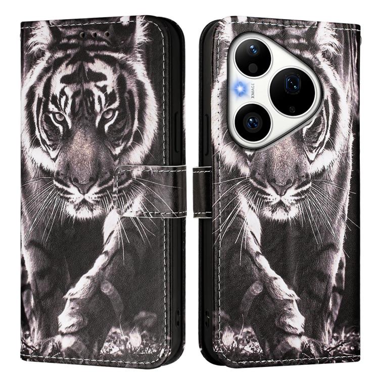 For Huawei Pura 90 Pro Colored Drawing Pattern Plain Weave Leather Phone Case