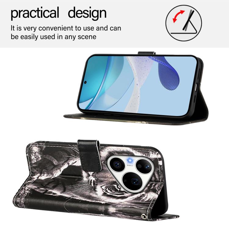 For Huawei Pura 90 Pro Colored Drawing Pattern Plain Weave Leather Phone Case