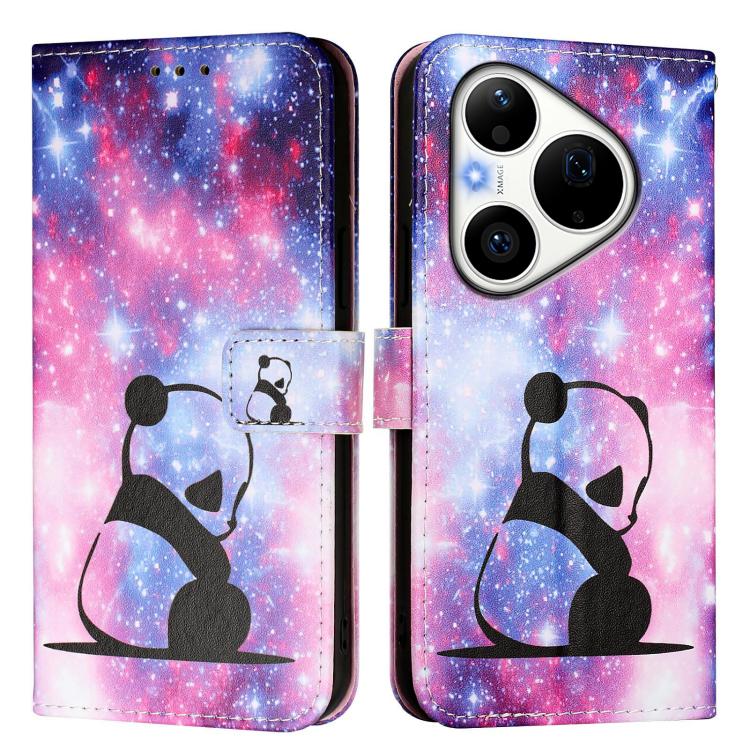 For Huawei Pura 90 Pro Colored Drawing Pattern Plain Weave Leather Phone Case