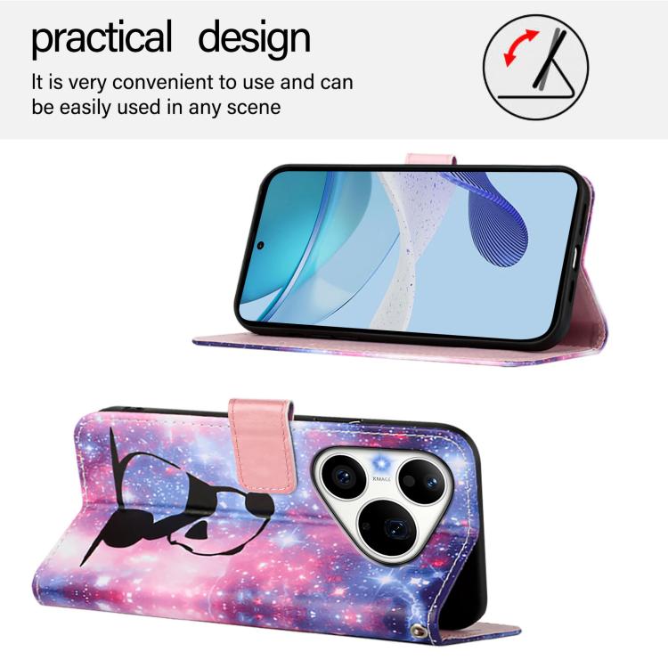 For Huawei Pura 90 Pro Colored Drawing Pattern Plain Weave Leather Phone Case